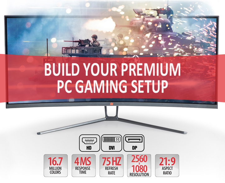 Curved ultawide gaming LED monitor deco gear IPS modern